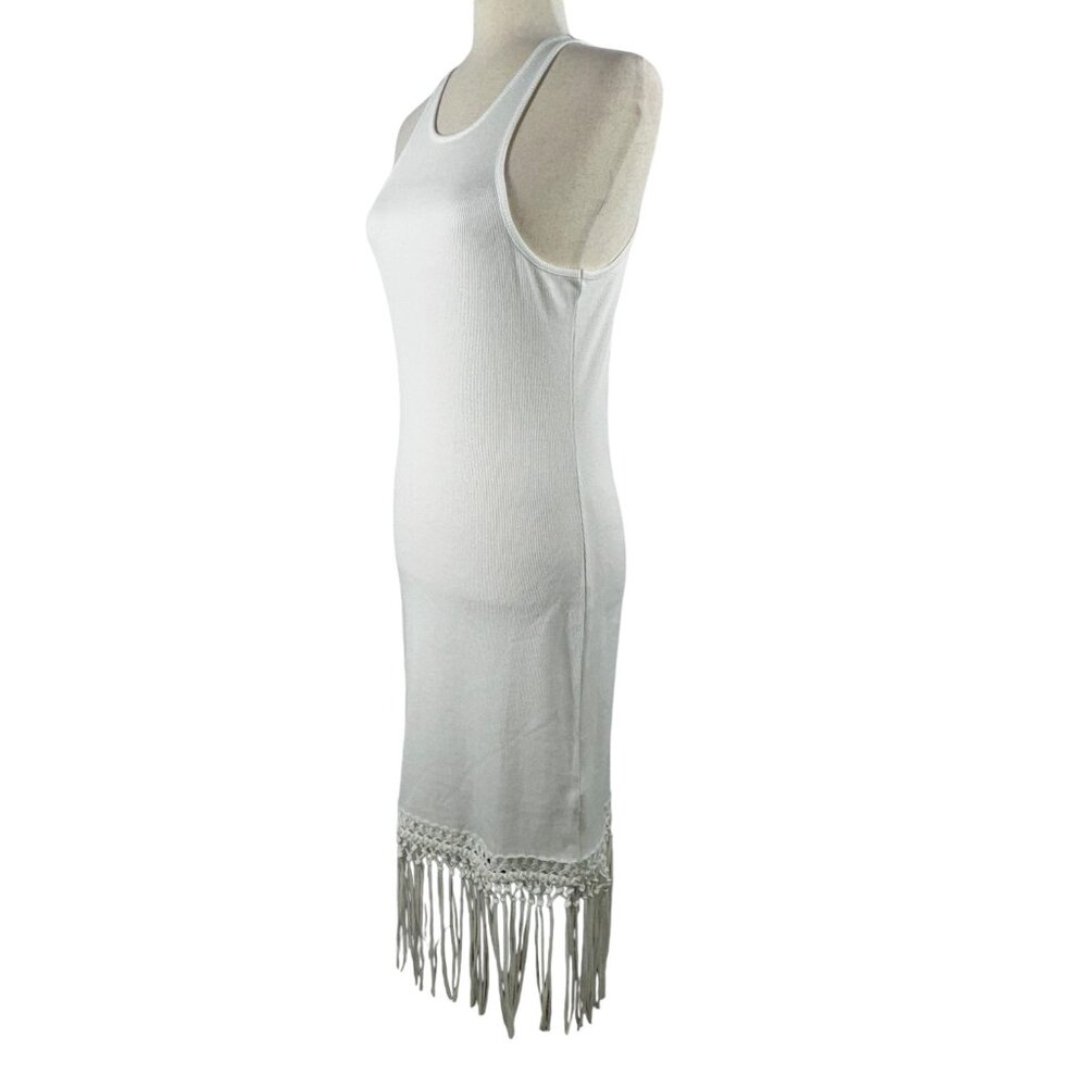NWT FRENCH CONNECTION Summer White Tank Midi Dress with Crochet Trim Fri… - Picture 2 of 12